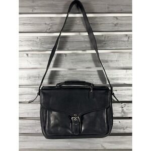 Coach G23-5238 Briefcase Messenger Laptop Crossbody Bag Black Heavy Leather